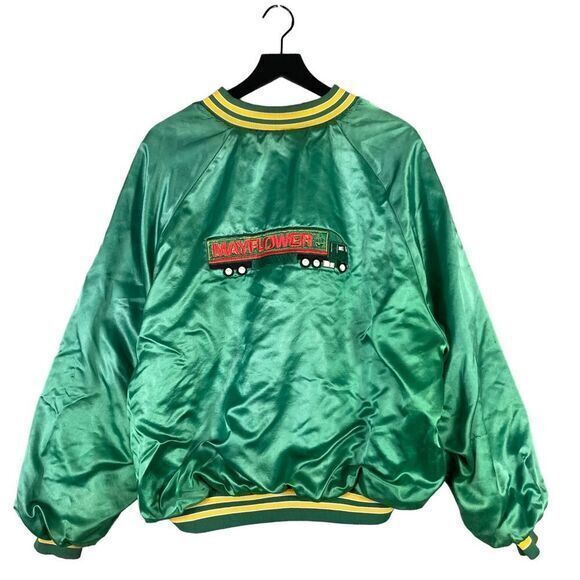 King Louie Mayflower Satin Jacket Vintage Mens Retro Outerwear Classic 2XL Green - Picture 1 of 14